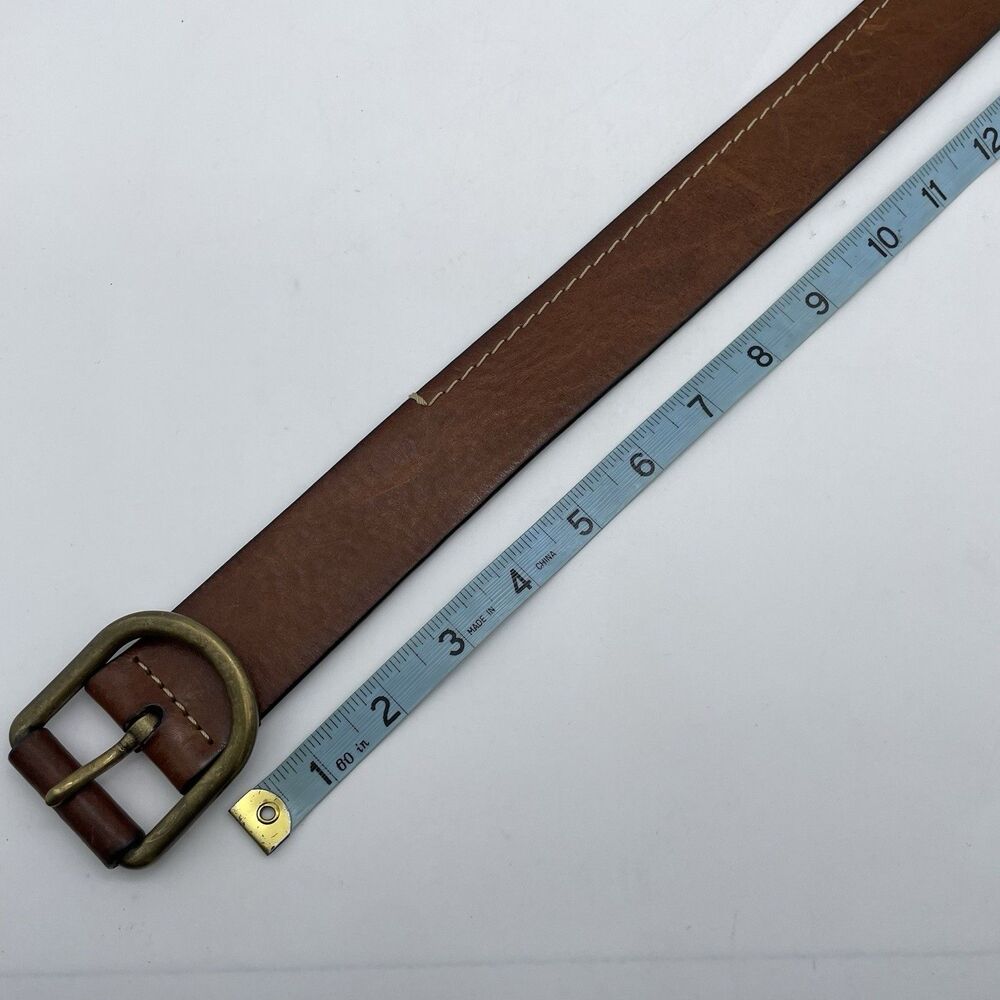 P&P Paolo de Ponte Genuine Leather Belt Men's 39 Dark Tan Brass Buckle Spain - Picture 10 of 16